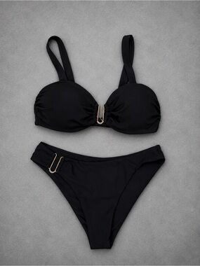 NWT - Owica Womens Bikini Set - Black Metal Accent - Size Medium Swimsuit